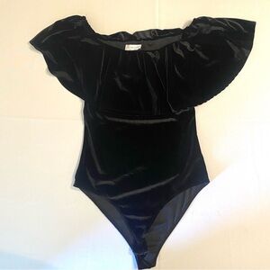 Lavender Field Sz Large Black Velvet Bodysuit